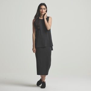 High-Low Jewel Neck Top W/ Side Slits